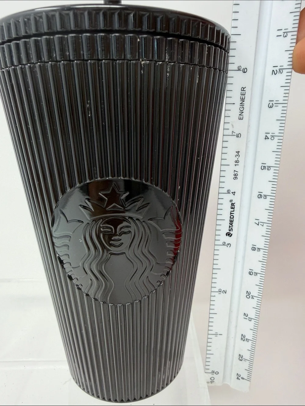 Starbucks  2024 Black Ribbed /pleated Grande 16 oz Tumbler